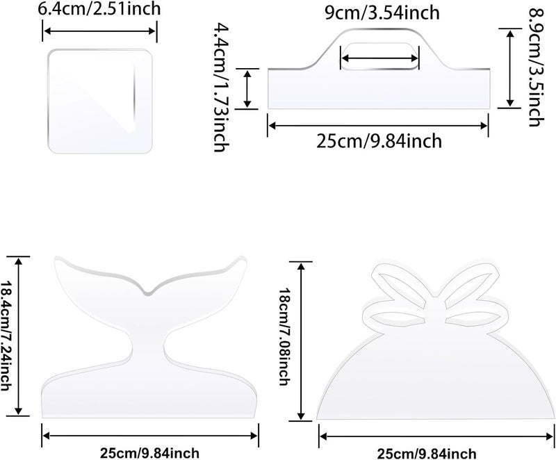 LYMOI 4 Pcs Acrylic Router Templates for Woodworking, 5mm Thick Charcuterie Board Handle Template, Clear Cutting Board Template Angled Curvy Stencils Guide Tool for Kitchen (Gift Style) - Image 2